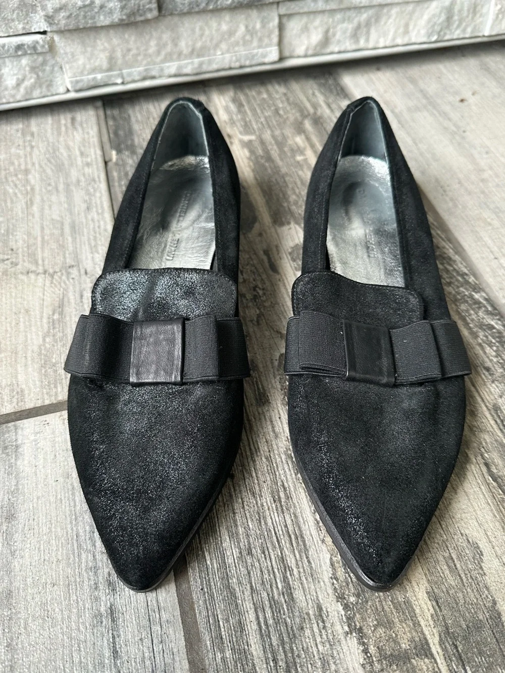 DANIELLA LEHAVI Black Leather Slip On Loafer Shoes  EU 39 US 9